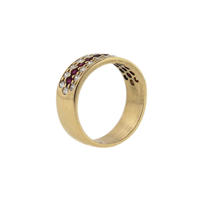 Wide Ruby and Diamond Band